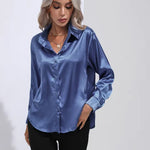 Elena | Chic Satin Long Sleeve Blouse
