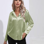 Elena | Chic Satin Long Sleeve Blouse