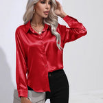 Elena | Chic Satin Long Sleeve Blouse
