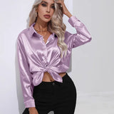 Elena | Chic Satin Long Sleeve Blouse