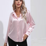 Elena | Chic Satin Long Sleeve Blouse