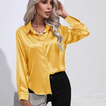 Elena | Chic Satin Long Sleeve Blouse