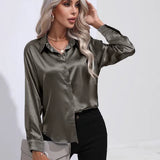Elena | Chic Satin Long Sleeve Blouse