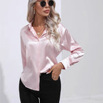 Elena | Chic Satin Long Sleeve Blouse