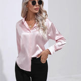 Elena | Chic Satin Long Sleeve Blouse