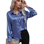 Elena | Chic Satin Long Sleeve Blouse