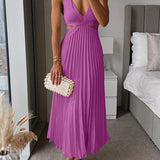 V Neck Cut Out Waist Sleeveless Pleated Maxi Dress(7 Colors Available!) afbeelding 10