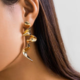 Maya | Irregular metal twisted long earrings for women