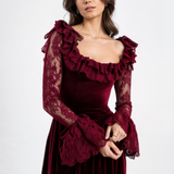 Vivienne Burgundy Lace Mini Dress afbeelding 2