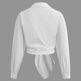 Mia | Chic solid knot long sleeve shirt