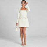 Celeste | Pearl Embellished Mini Dress