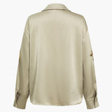 Lila | Stylish sequin long sleeve shirt with slit design