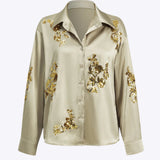 Lila | Stylish sequin long sleeve shirt with slit design